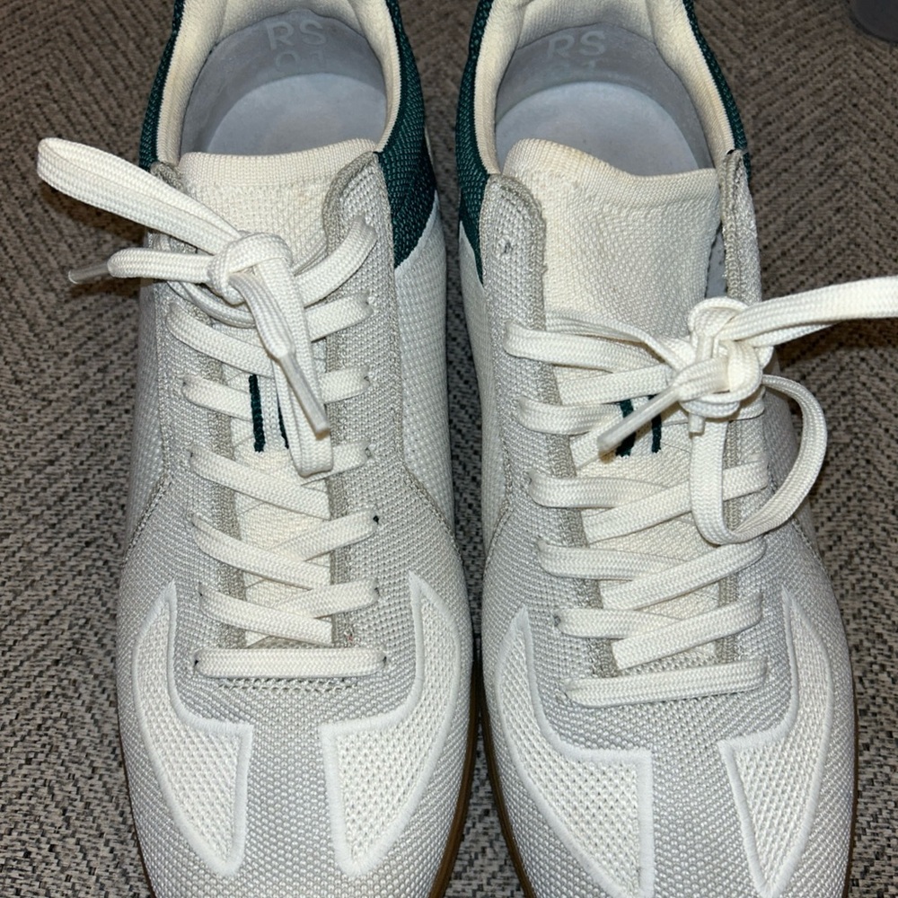 Rothy’s white and green preppy comfort walking sneakers